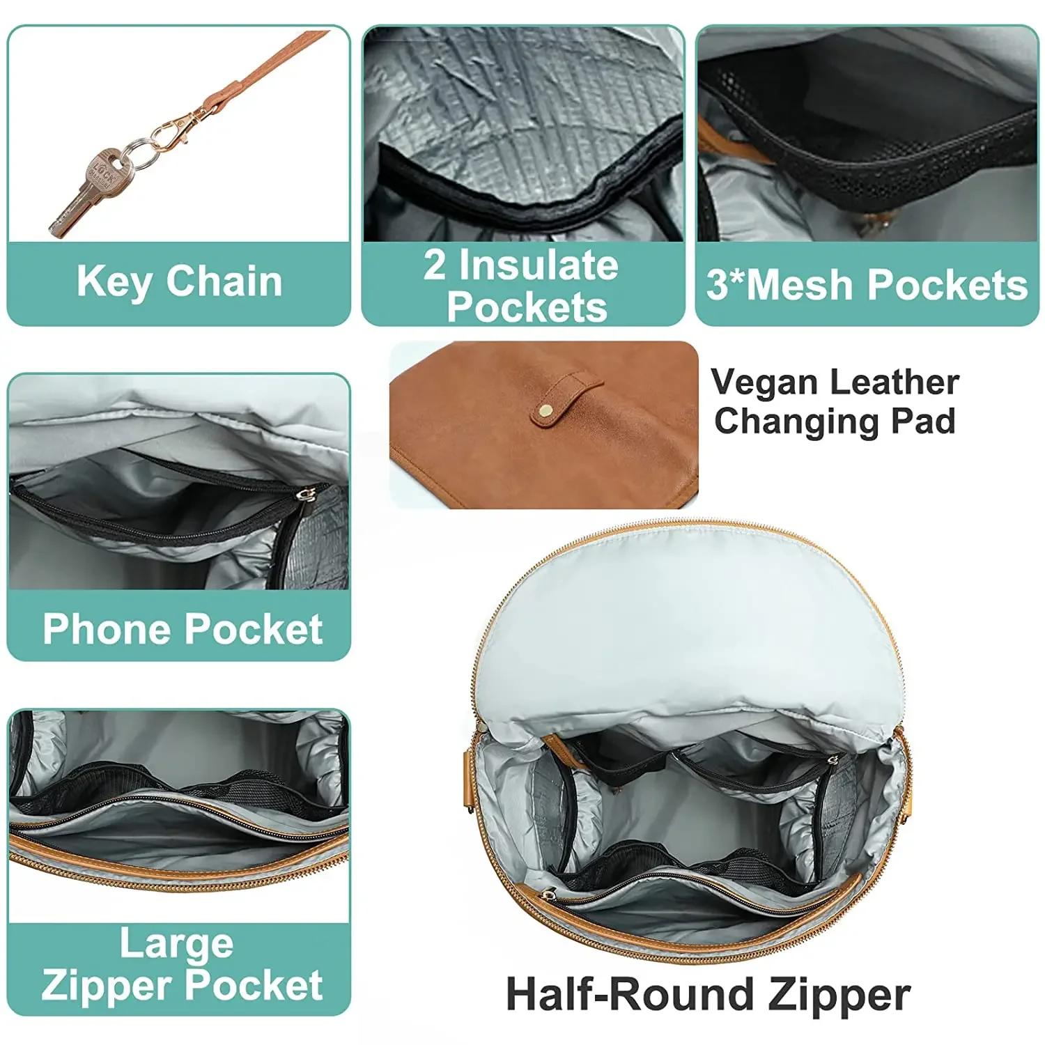 Sac à dos en cuir PU pour maman, sac à couches avec coussin proxy, sac à couches pour bébé, sac à do