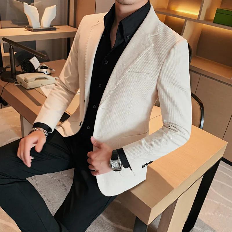 Veste en velours côtelé assortie pour hommes, petite veste trempée, mince, mode décontractée, beau, 