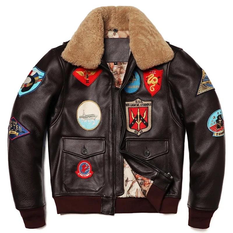Vêtements militaires G1 veste de vol épaississement matelassé 100 % vestes en cuir de vachette homme