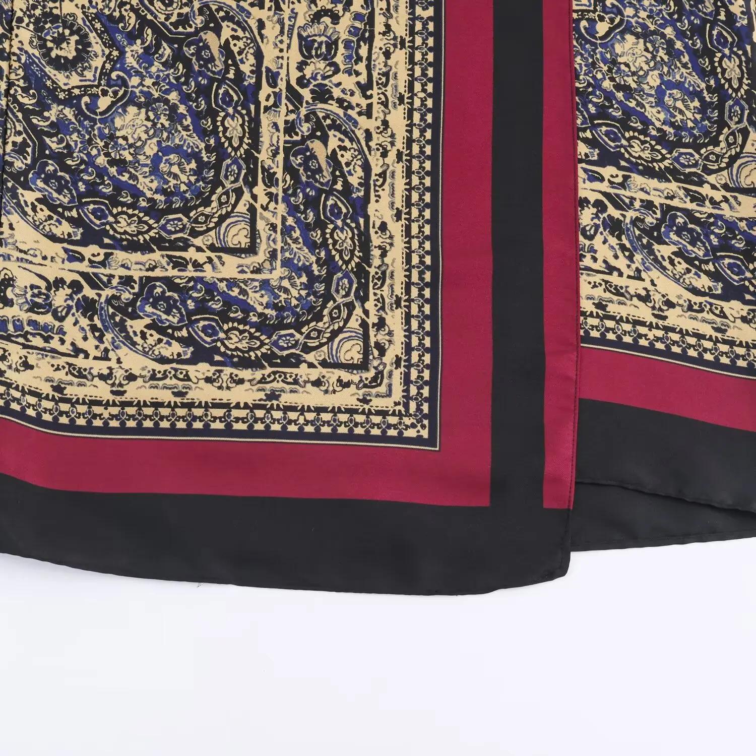 Demi-jupe imprimée Paisley rétro pour femmes, enveloppée dans une écharpe à bretelles avec taille ha