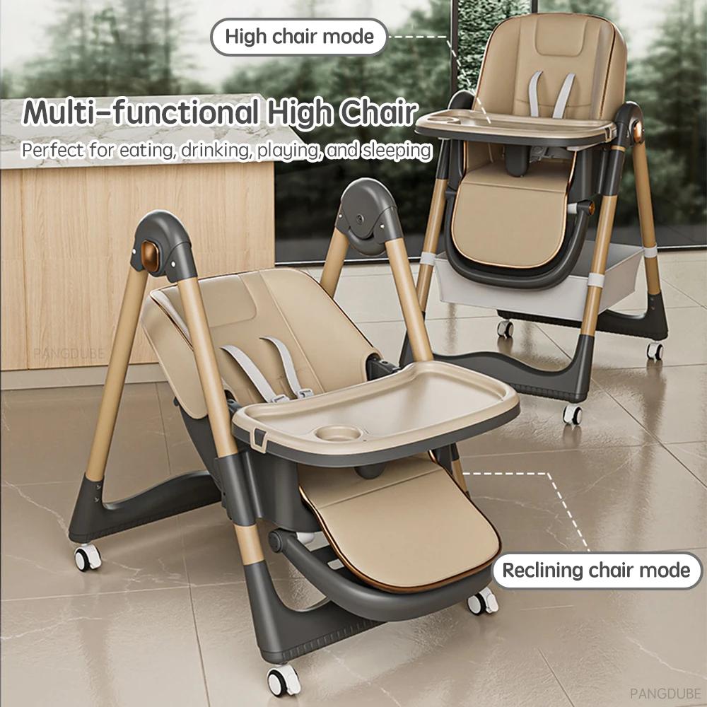 PANGDUBE Chaise haute réglable pour bébé de 0 à 3 ans, siège de salle à manger pliable avec plateau,