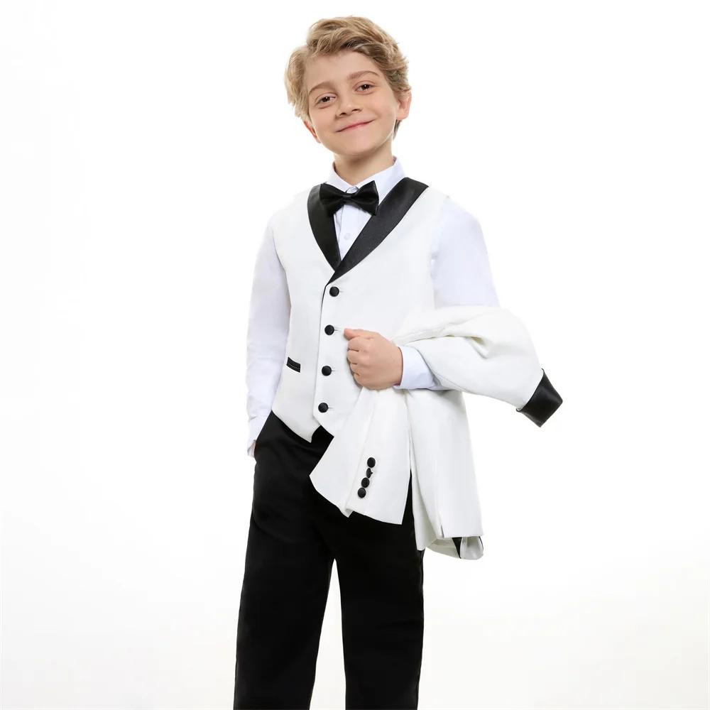 Ensemble de Costume formel pour garçons, 4 pièces, élégant, blanc, pour photographie de Piano, Costu