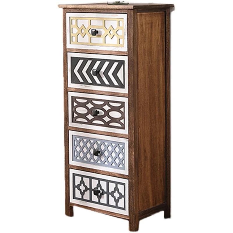Armoire de chevet rétro sans assemblage, commode vintage avec 4 portes de proximité, coffre de range