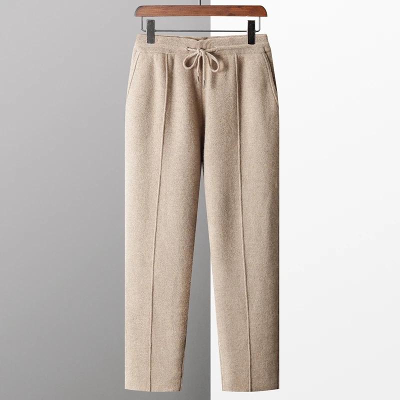 100% laine mérinos pull hommes costume col Cardigan pantalon ensemble intelligent tricots décontract