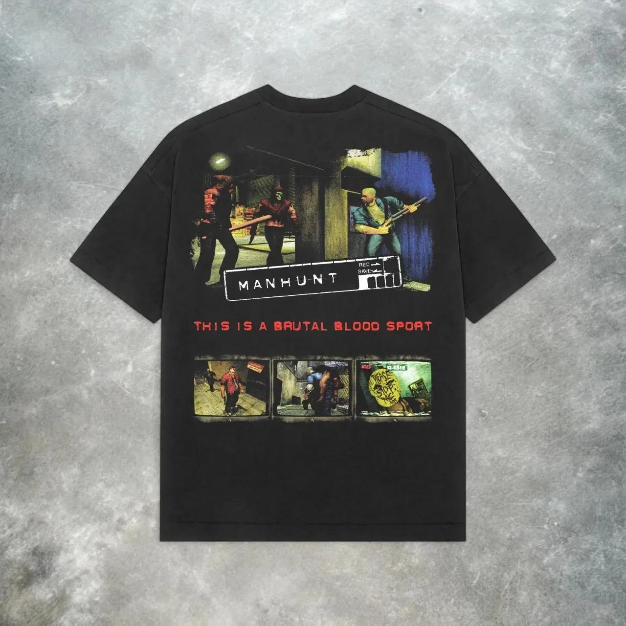 T-shirt Manhunt PS2_ T-shirt de jeu d'horreur rétro Y2K en pur coton, coupe ample, unisexe, mode déc