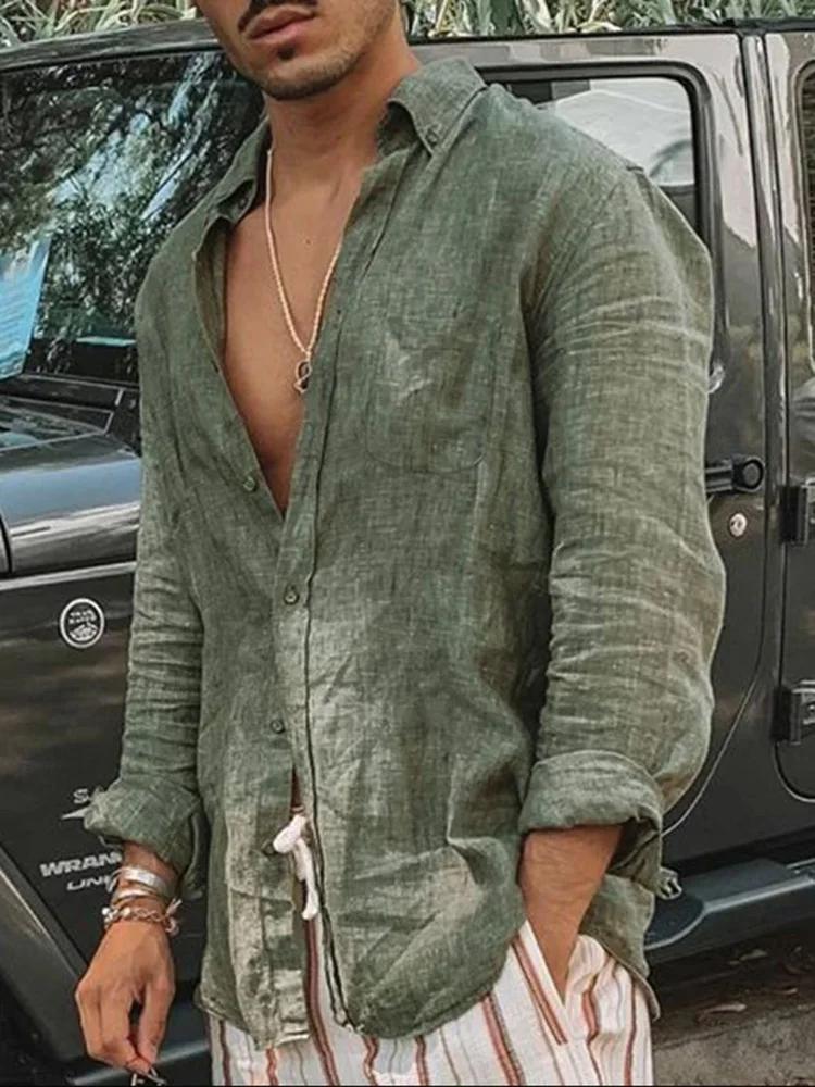Chemise homme manches longues coupe régulière hommes décontracté surdimensionné ample simple boutonn