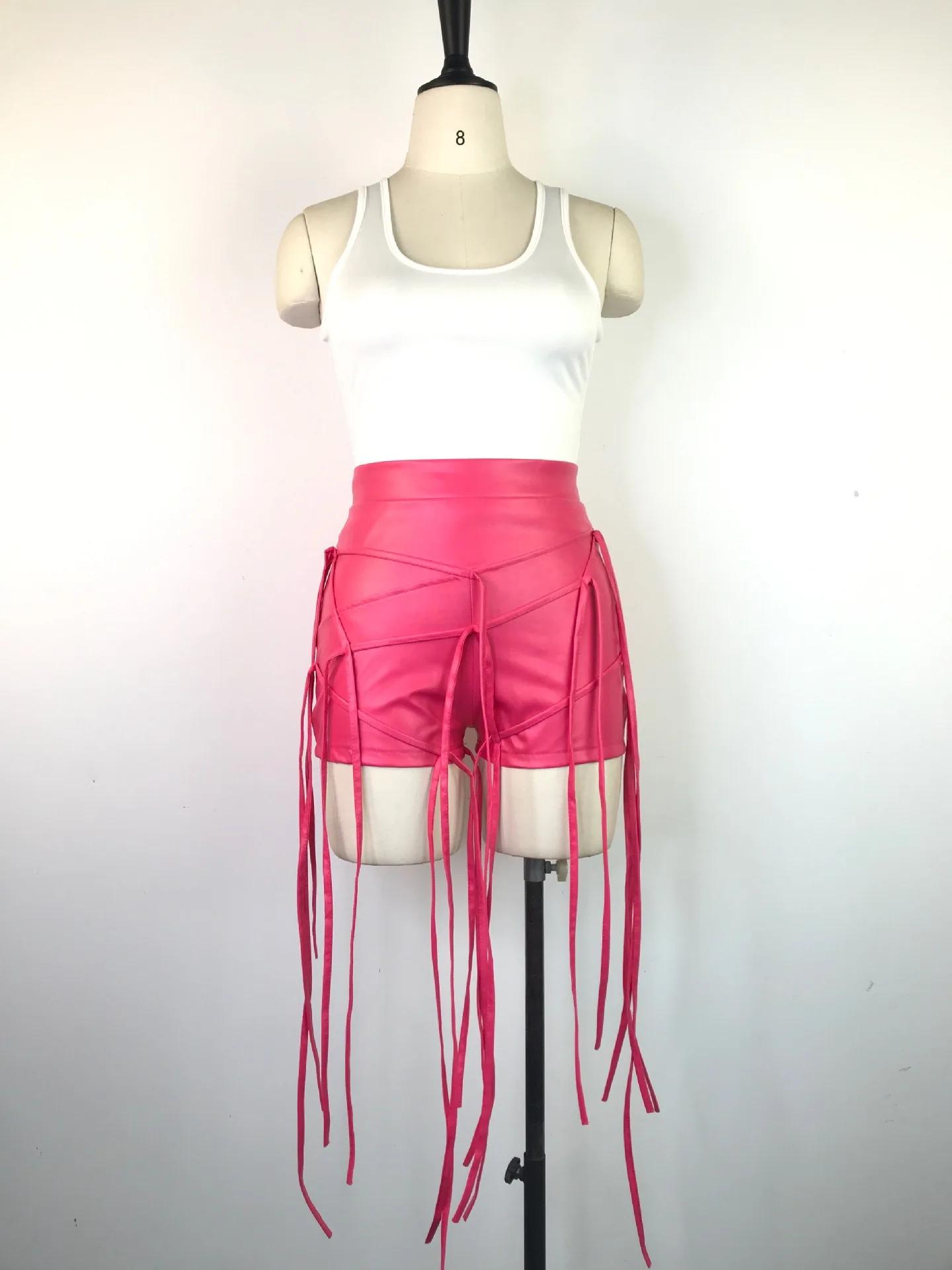 Wetlook-Mini short sexy en cuir PU pour femmes, taille haute, à lacets dans le dos, pour cocktail de