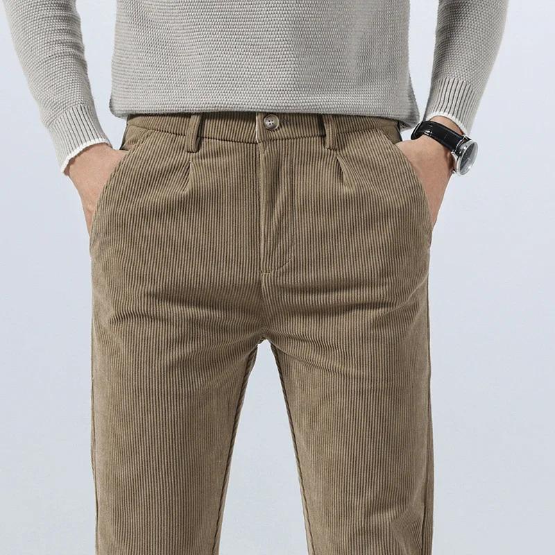 Pantalon décontracté en velours côtelé pour homme, collection Printemps-Automne 2026, coupe droite é