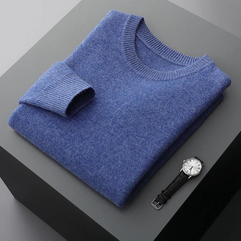 Pull en laine pour hommes, col rond, ample, couleur unie, chemise à bascule épaisse, nouvelle collec