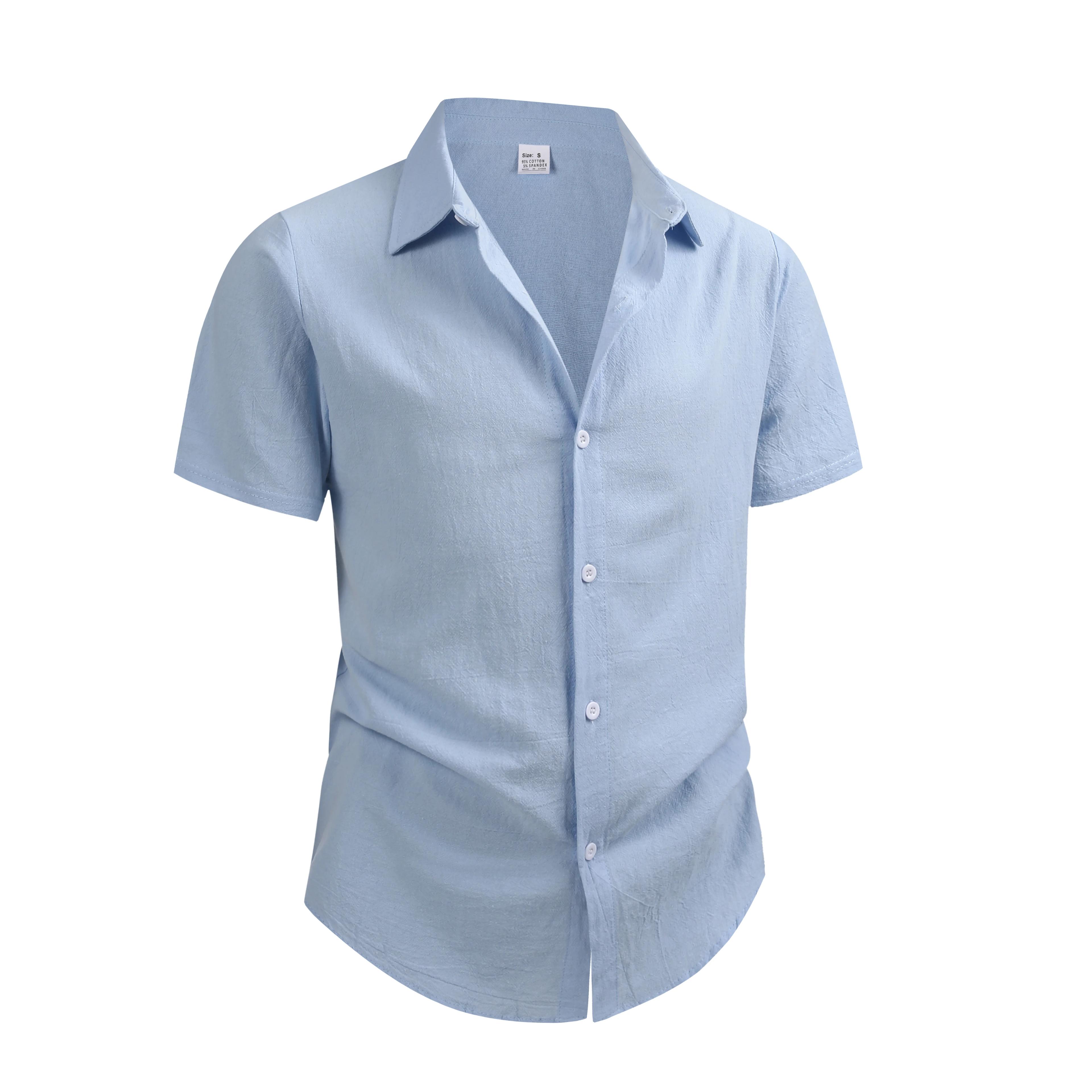 Chemise 100% Lin et Coton pour Homme, Manches Courtes, Hauts Masculins, Vêtements de Marque 2026, Ch
