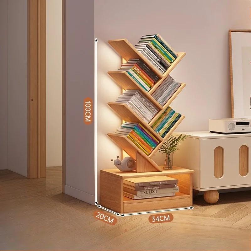 Bibliothèque en forme d'arbre, support à livres en bois massif du sol au plafond, peu encombrant, ét
