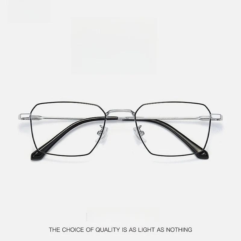 Monture de lunettes en titane pour hommes, grand visage, Ultra légère, polygonale, Prescription opti