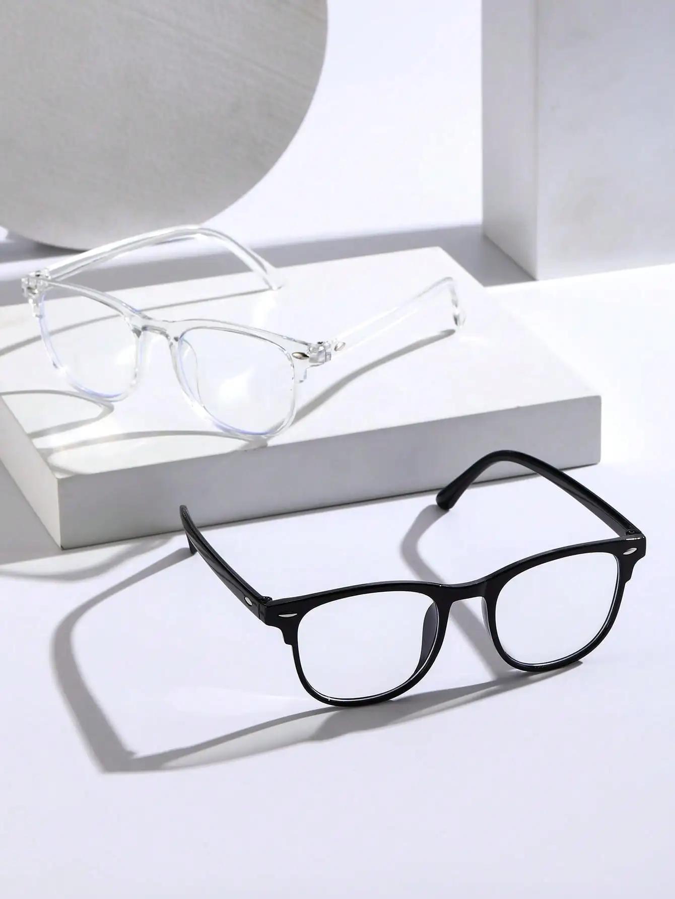 Lunettes transparentes Anti-lumière bleue, monture carrée en plastique unisexe, tendance, pour la re
