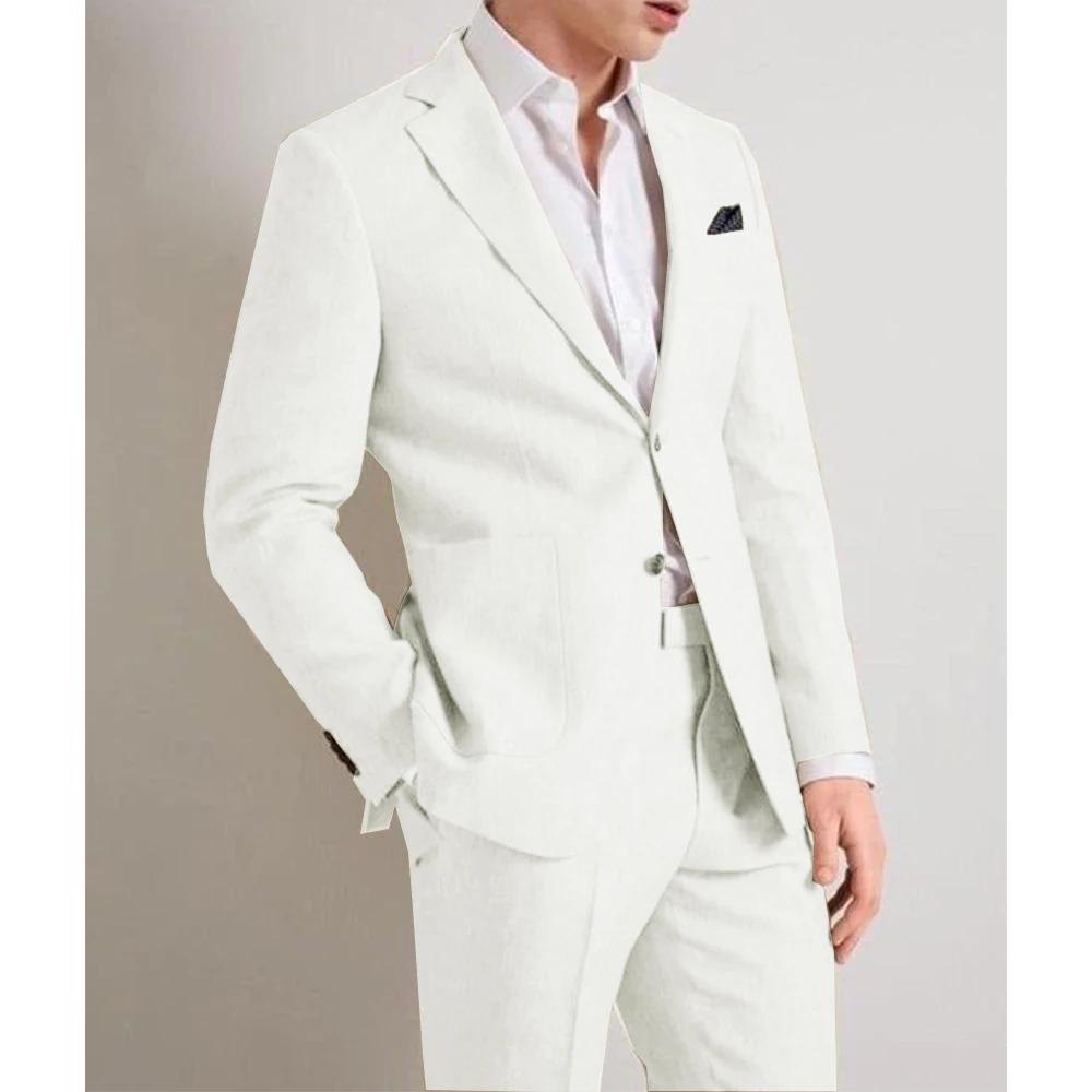 Ensemble Complet Élégant en Lin Fin et Respirant pour Homme, Vêtement Confortable pour Mariage Forme