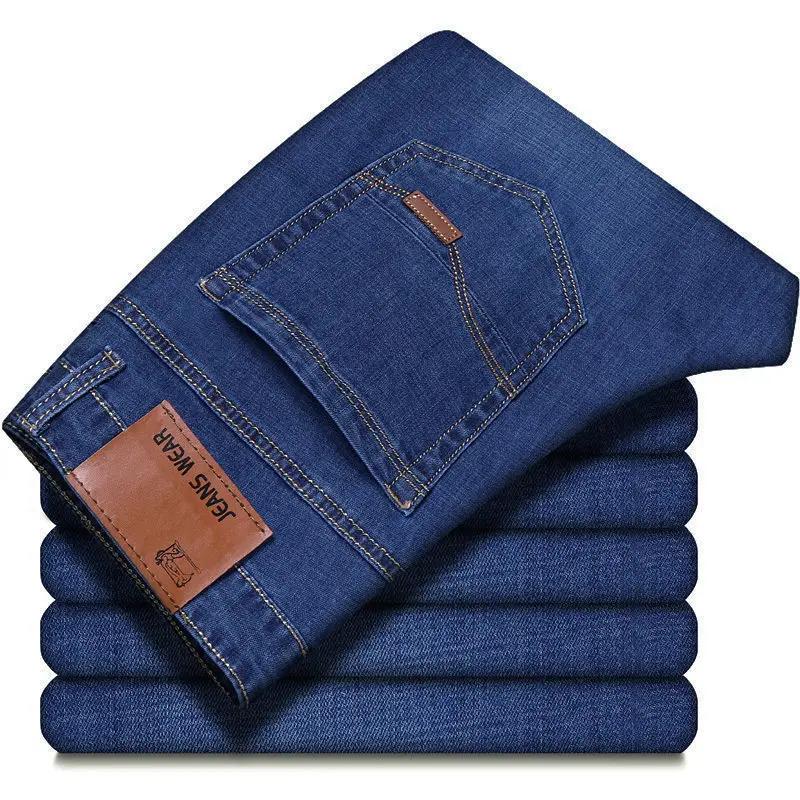 Jeans droits pour hommes, mode masculine, nouvelle collection 2024, pantalon slim extensible, confor