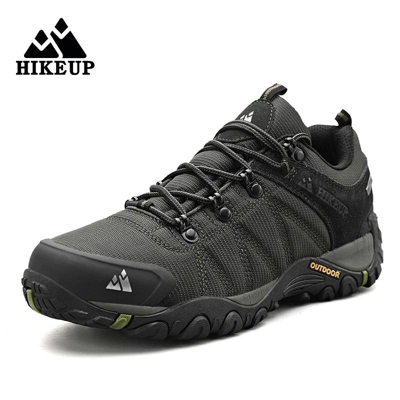 HIKEUP-Chaussures de randonnée en cuir véritable pour hommes, chaussures d'escalade à semelle en cao