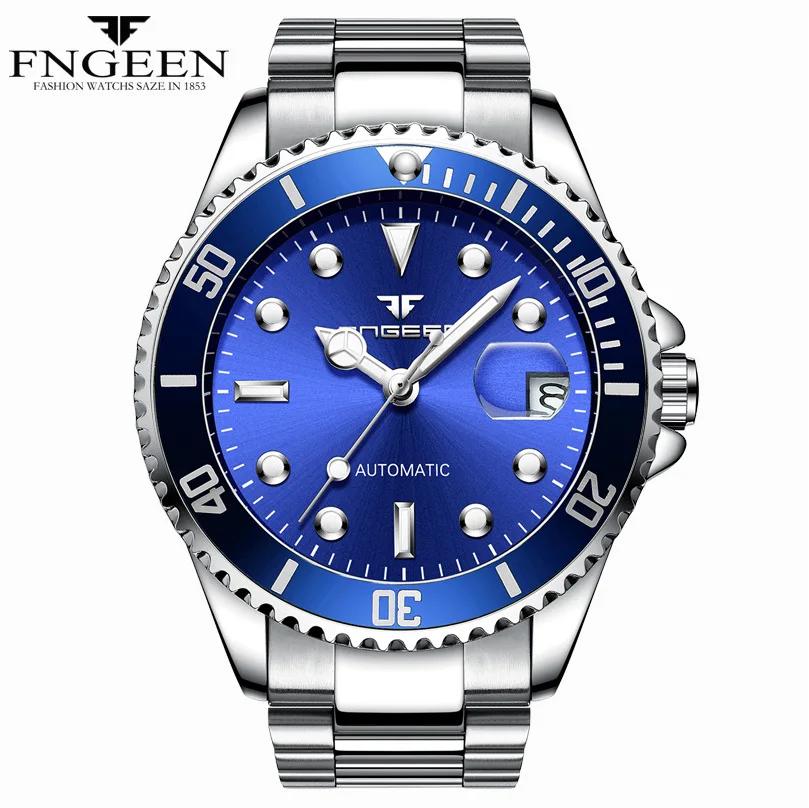 FNGEEN-Montre mécanique en acier pour homme, marque de luxe, avec modules tourbillon, date automatiq