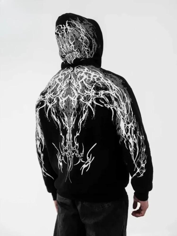 Sweat à capuche unisexe, style streetwear sombre, imprimé graphique épée magique lumineuse, coupe am