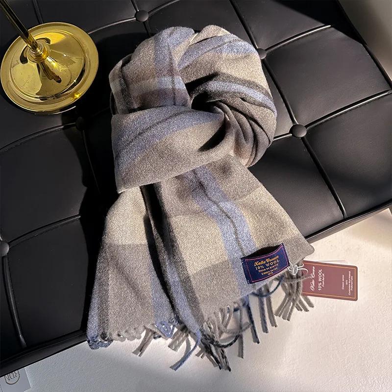 Écharpe en cachemire de luxe pour femmes, Foulard chaud à carreaux, châles féminins, enveloppes en l