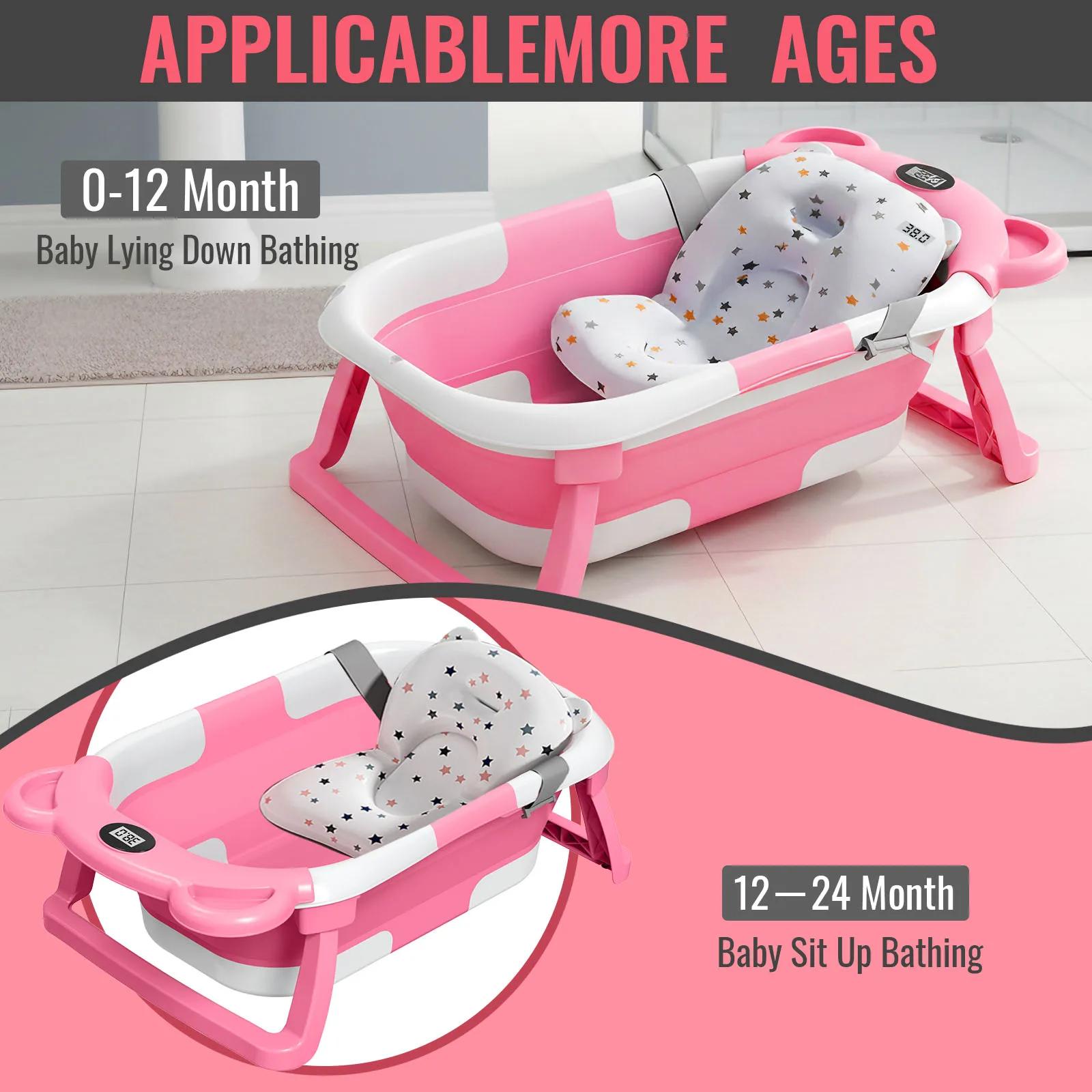 Baignoire pliable pour bébé, utilisable en position assise et allongée, design étendu et élargi, ant