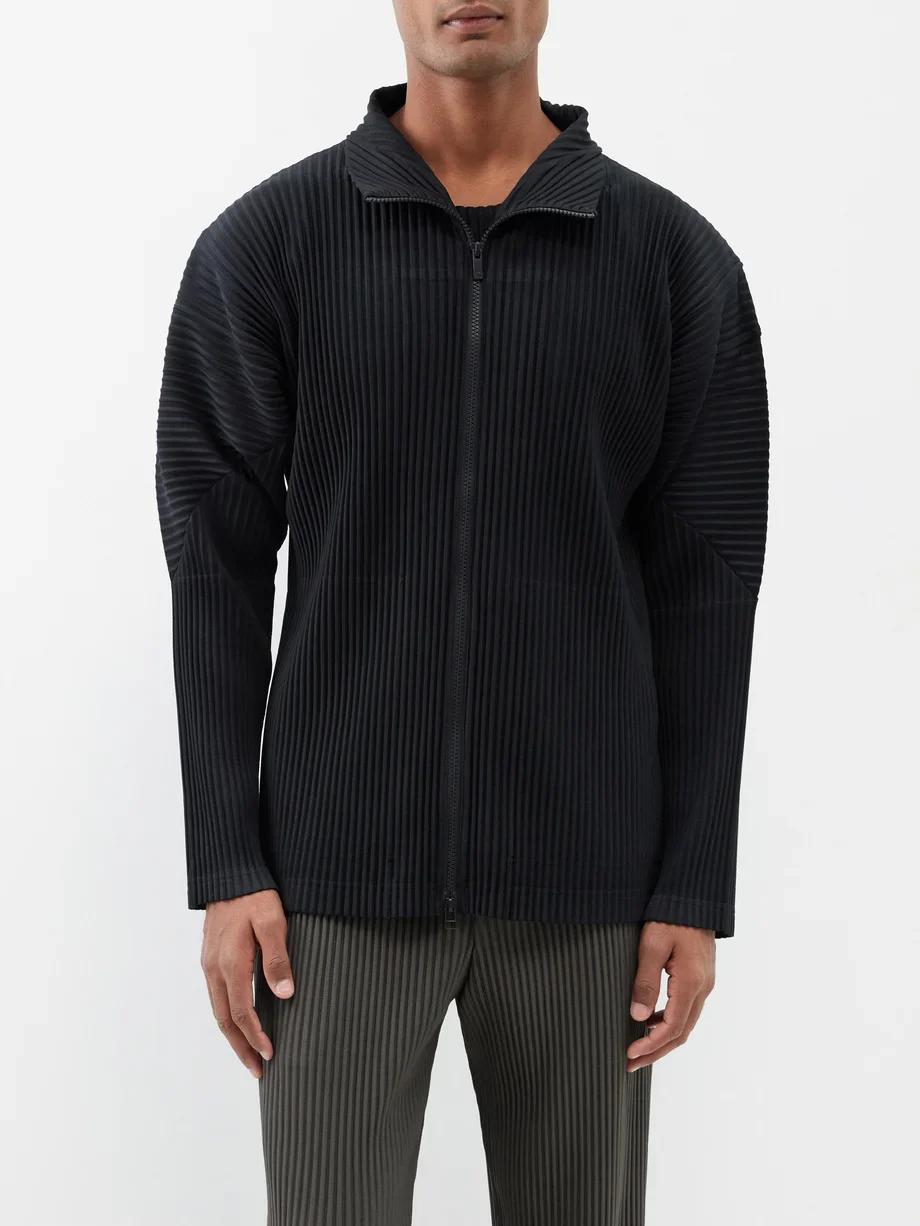 Miyake Plisse homme fermeture éclair plissée décontracté Cardigan rue mode manteau avant bidirection