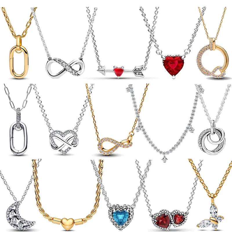 Collier en argent Sterling 925 pour femmes, breloque éblouissante et exquise, cadeau de fête d'anniv