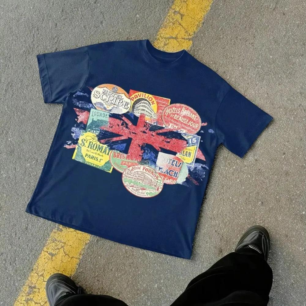T-shirt col rond à manches courtes en coton décontracté vintage Y2K avec un graphique amusant pour h