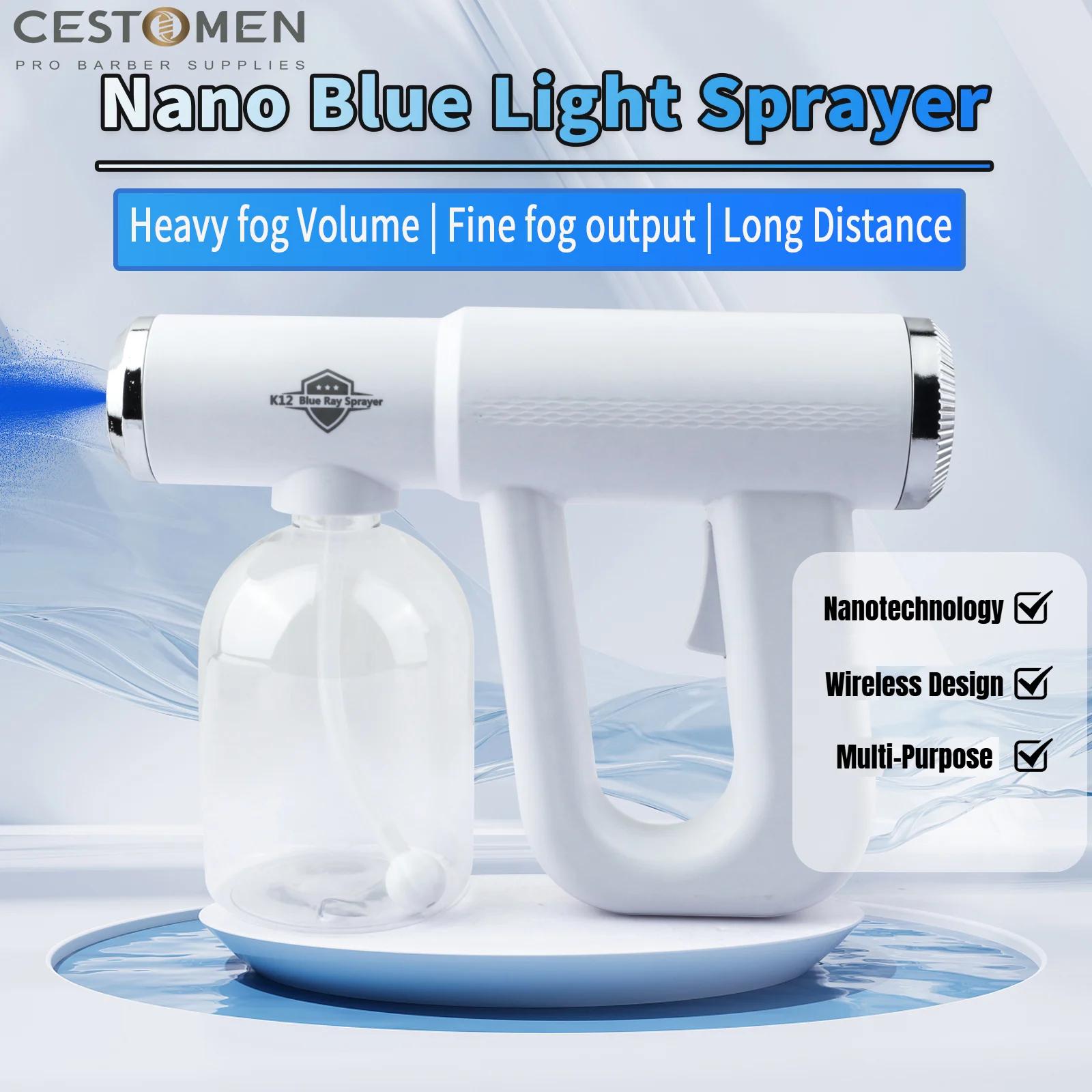 Pulvérisateur de barbier à lumière bleue Nano 300ML, USB, après-rasage électrique, pistolet nébulise