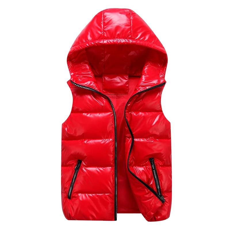 Gilet à capuche classique homme/femme/enfant hiver à capuche gilet en coton brillant gilet décontrac