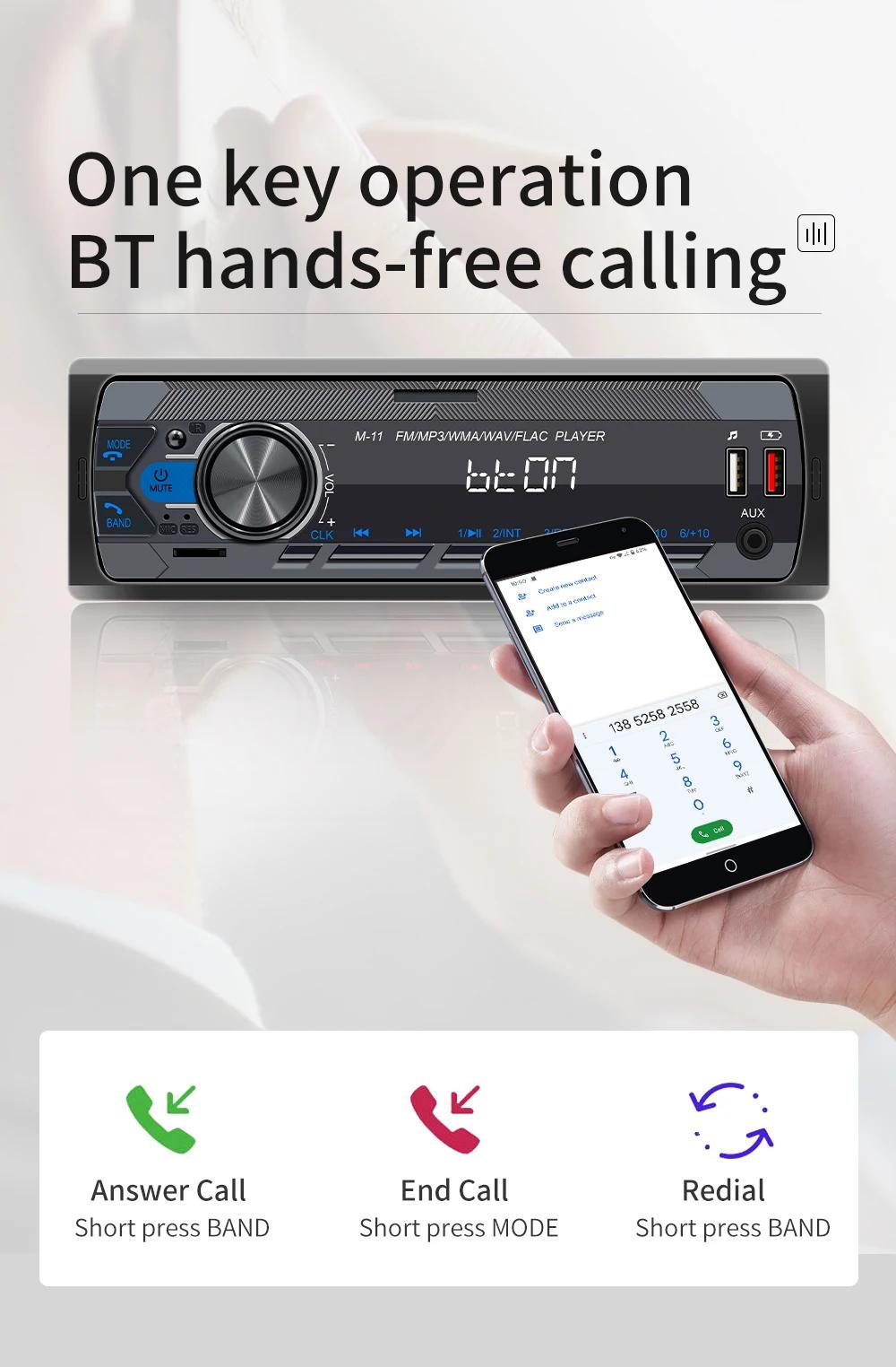 ESSGOO autoradio 1 Din MP3 autoradio Bluetooth FM AUX dans USB boutons colorés APP télécommande 1Din