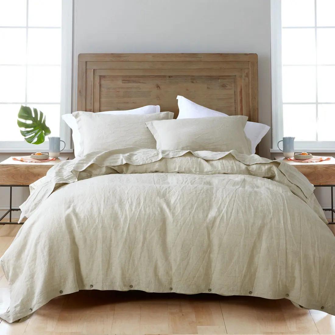 Housse de couette 100% lin français naturel, douce et confortable, Queen, Textile de maison Durable 