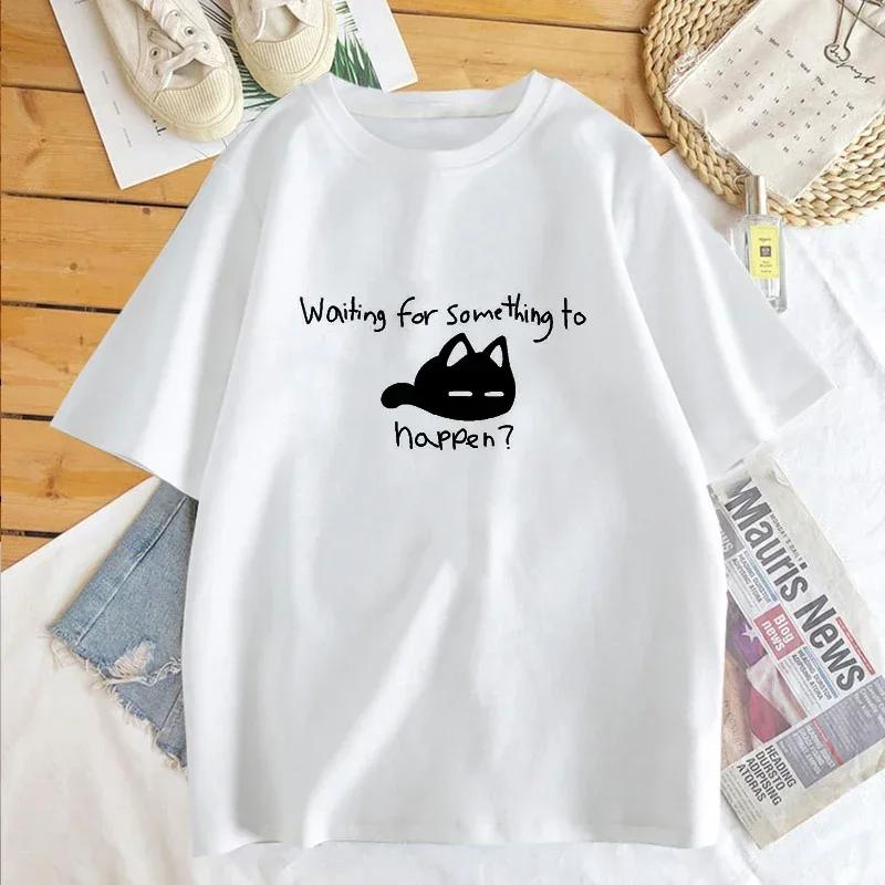En attend quelque chose d'appen Omori chat imprimé femmes T-shirt chemise Harajuku à manches courtes