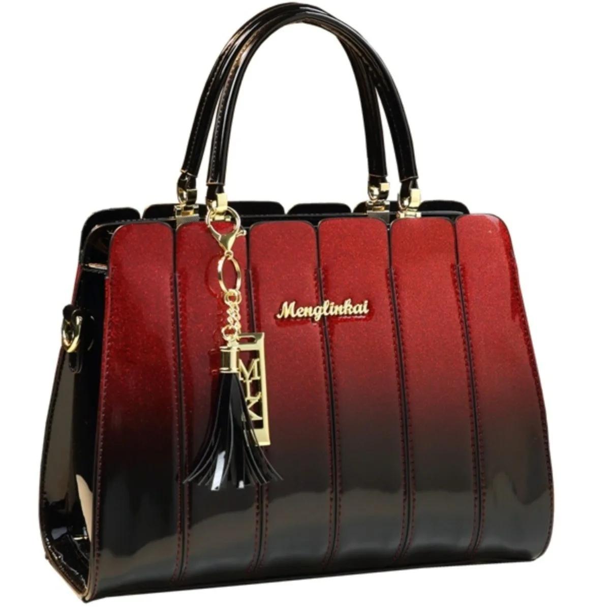 Sac polyvalent en cuir verni pour femmes, nouveau style, sac pour maman d'âge moyen, sac à main à ba
