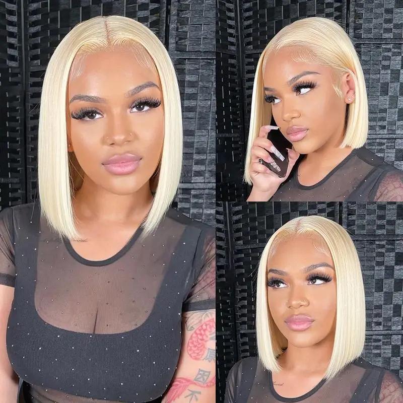 613 Bob miel blond dentelle avant perruques de cheveux humains pour les femmes cheveux humains Remy 