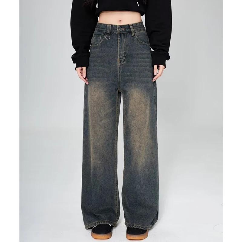 Été hommes Baggy jean unisexe Vintage Style américain droit jambe large Denim pantalon marque de mod