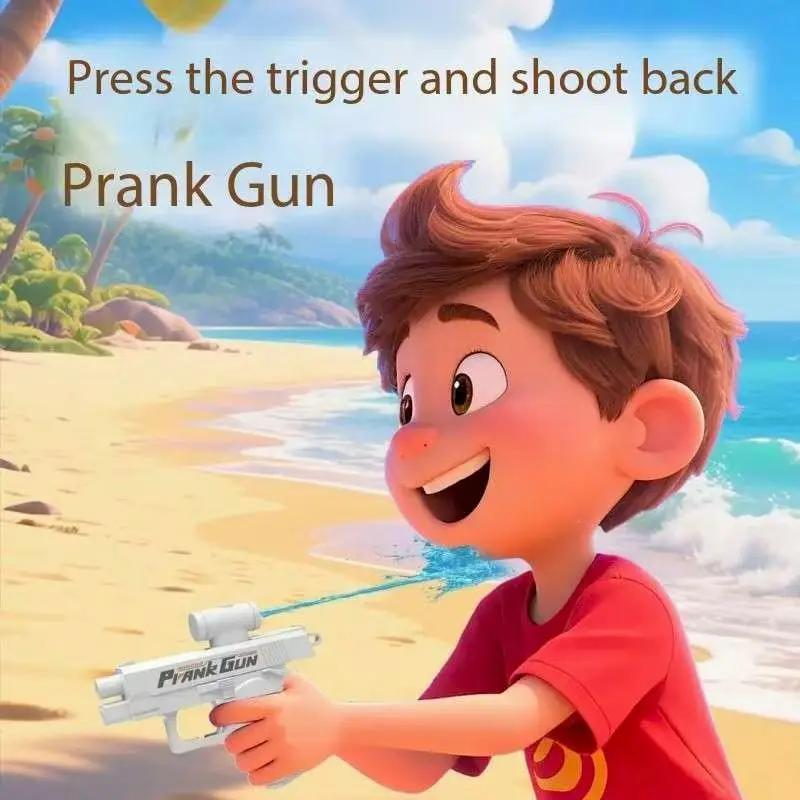 Pistolet à eau inverse Double face drôle-jouet de farces d'été, Mini pulvérisateur d'eau tactique po