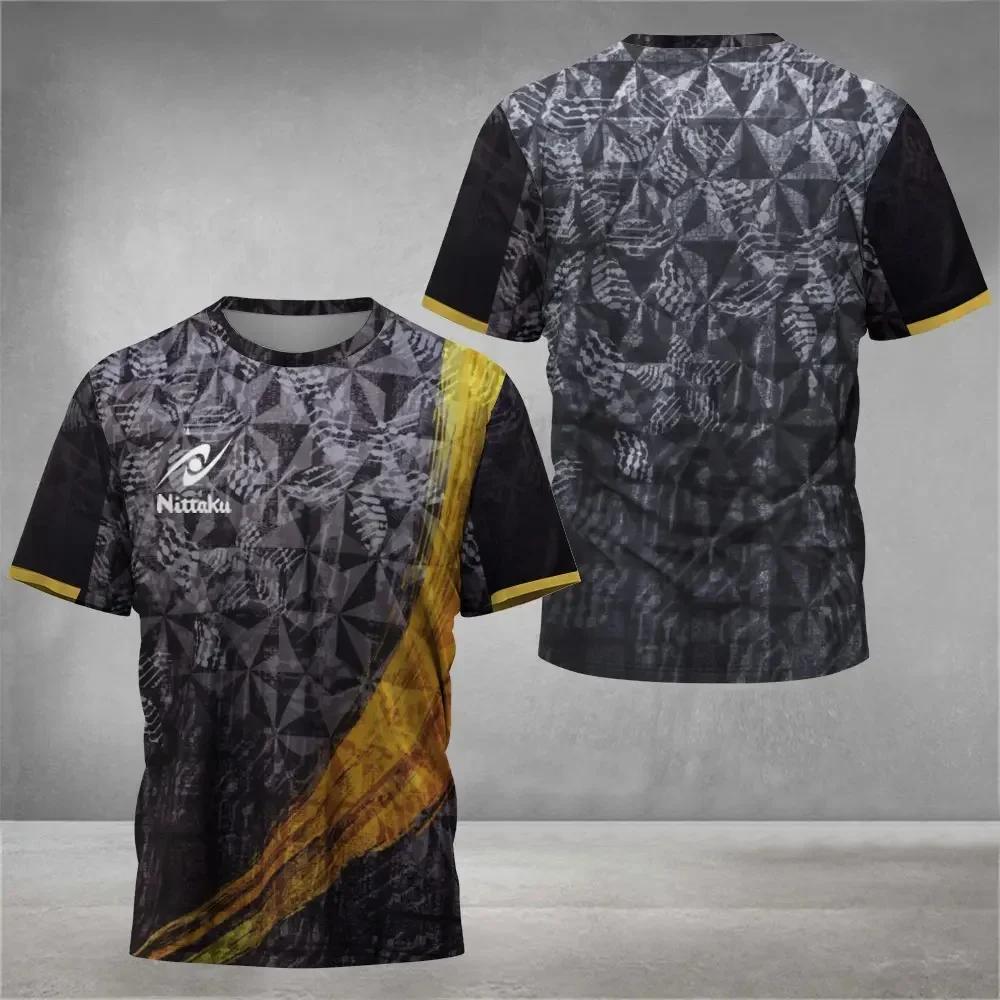 T-shirt de tennis de table Nittaku pour hommes, imprimé Victory Light, T-shirt de sport d'été pour h