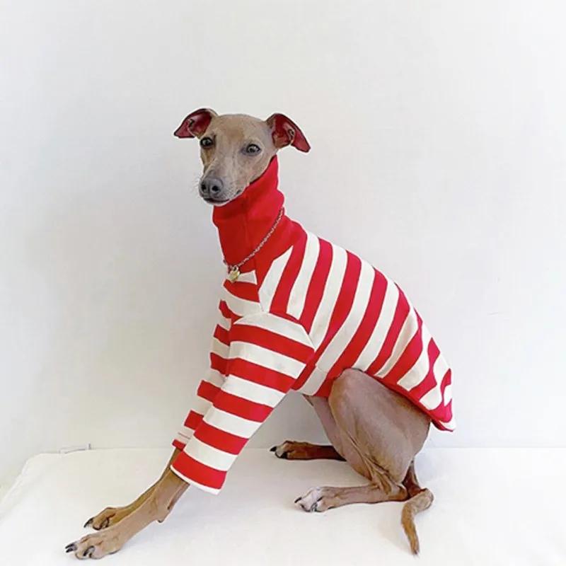 Vêtements décontractés à rayures rouges pour animaux de compagnie, lévrier italien, chemise pour chi