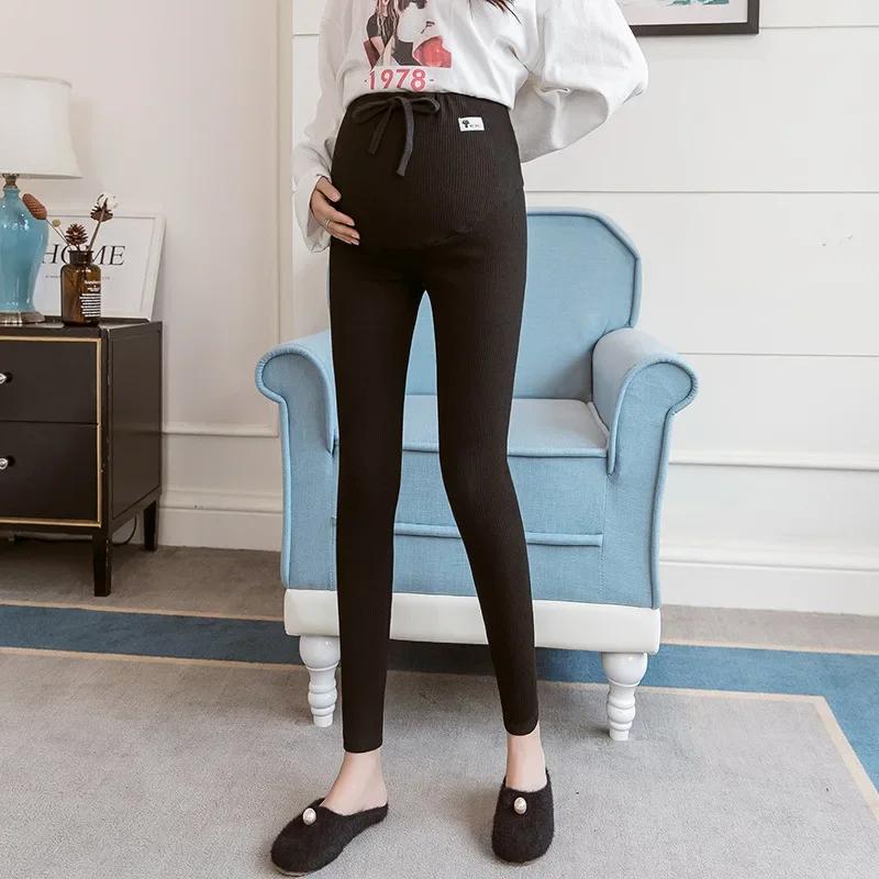Leggings maternité femme enceinte réglable grande taille - Pantalon grossesse mince coton doux