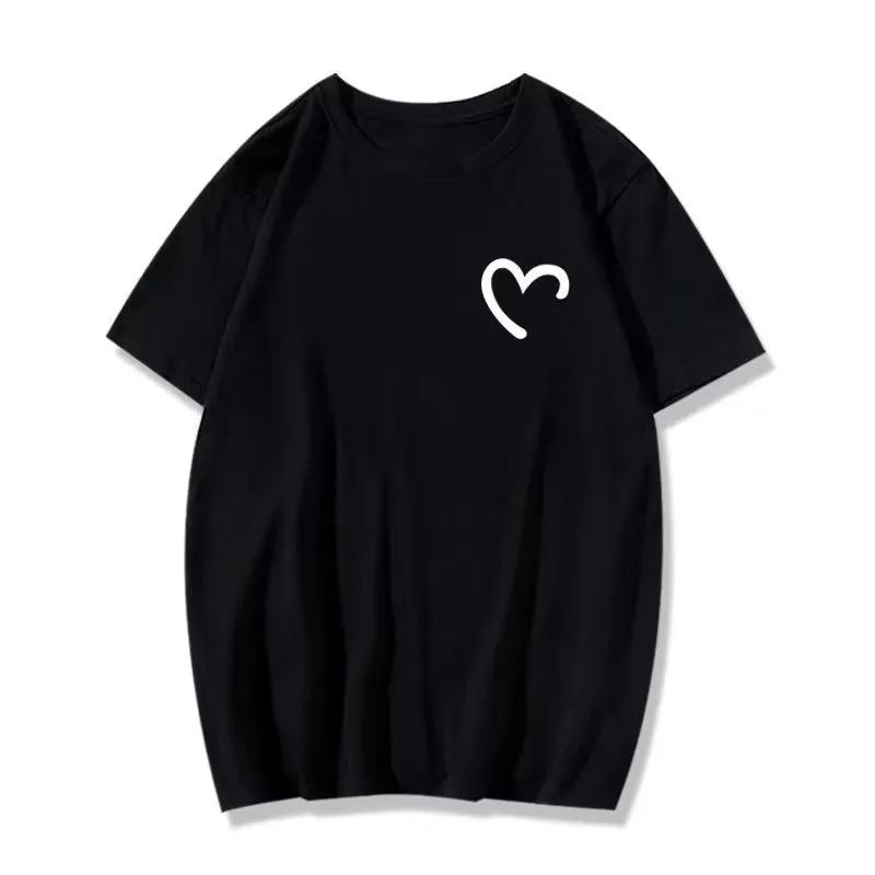 T-shirt surdimensionné pour hommes et femmes, T-shirt imprimé Simple Love, adapté aux hommes et aux 