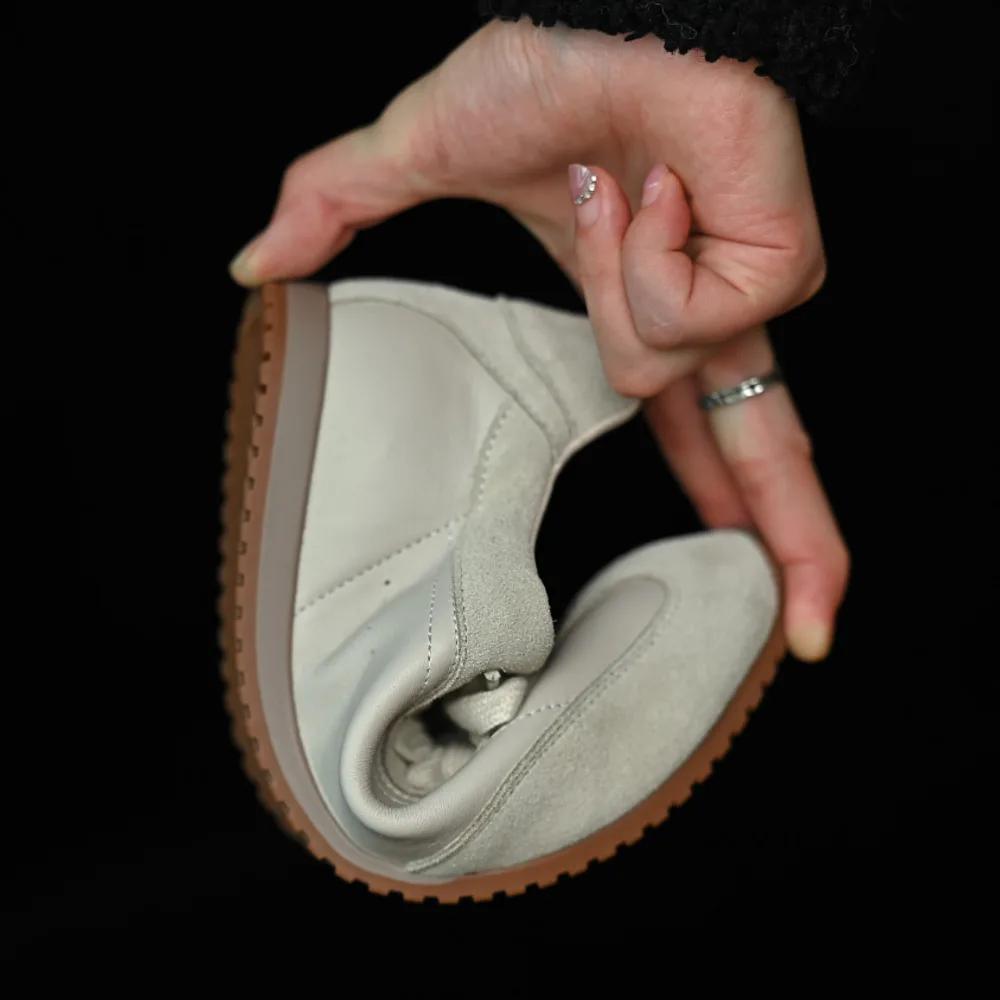Chaussures plates en daim tendance pour femmes, lacets, chaussures plates en cuir véritable, chaussu