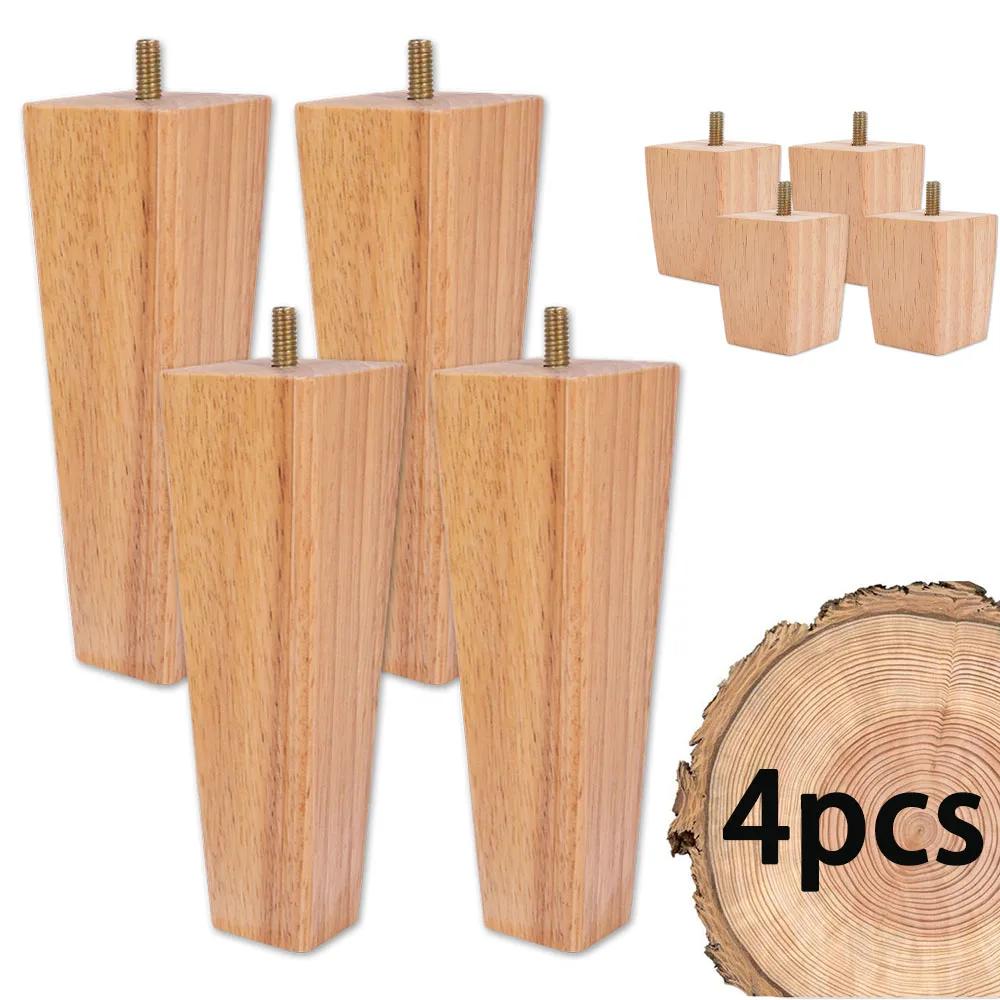 4 pièces pieds de meubles en bois massif pieds de meubles de remplacement 6/15/20 cm de hauteur pied