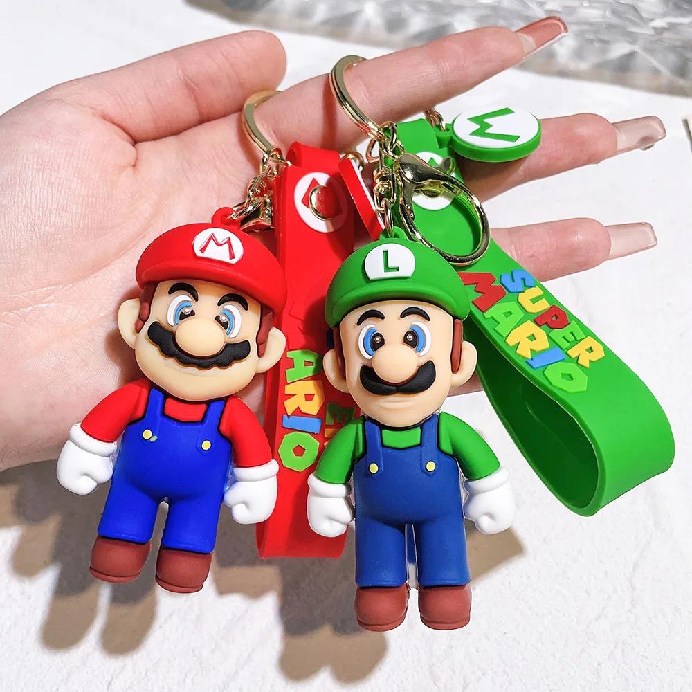 Super Mario porte-clés Mario Bros Luigi crapaud Yoshi Bowser figurine modèle accessoiresPVC dessin a