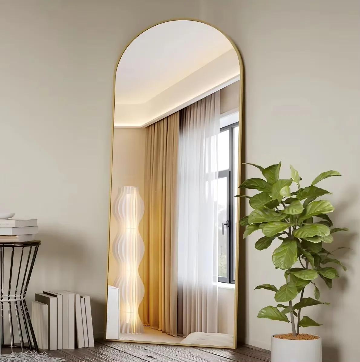 BEAUTYPEAK Miroir pleine longueur arqué, miroir de sol complet de 71 po x 26 po sur pied suspendu ou
