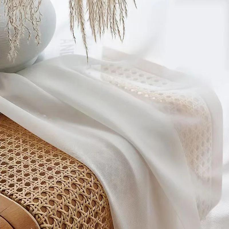 Asazal solide blanc Tulle luxueux en mousseline de soie pure fenêtre rideaux pour salon moderne Voil