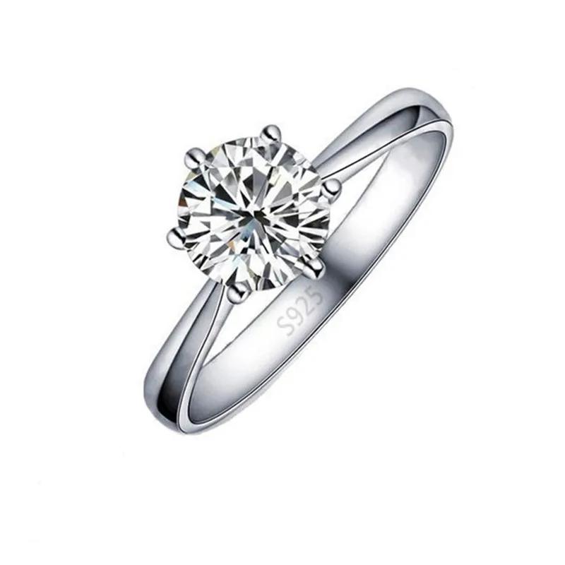 Bagues classiques élégantes en argent Sterling 925 véritable, bijoux en cristal Zircons cubiques 6 g