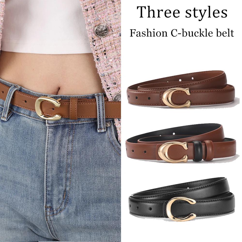 Ceinture à boucle C pour femmes, 2 à 3 pièces, jupe en jean Simple, ceinture à boucle automatique, t