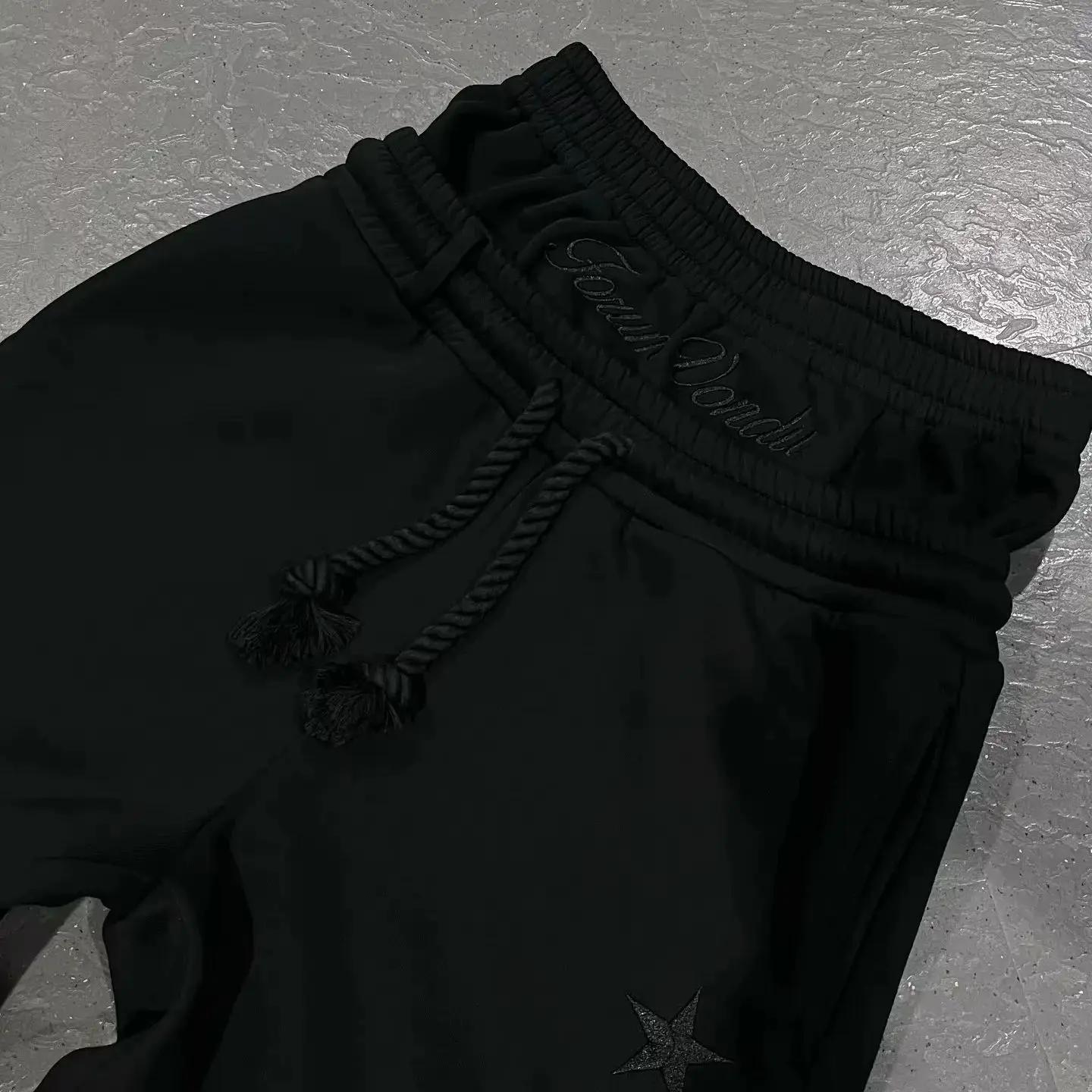 Harajuku – pantalon de survêtement ample à Double taille Y2K, couleur unie américaine, lettres brodé