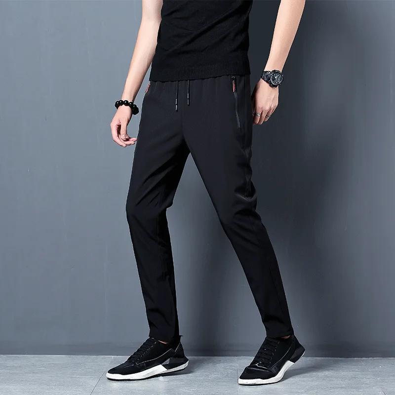 Pantalons décontractés pour hommes affaires Stretch coupe ajustée taille élastique survêtement corée