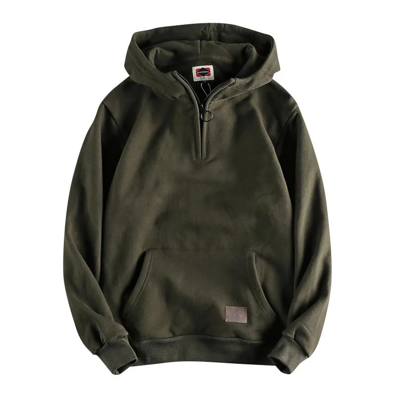 Sweat à capuche en velours épais pour homme, sweat-shirt rétro américain, épais, en coton pur lavé, 